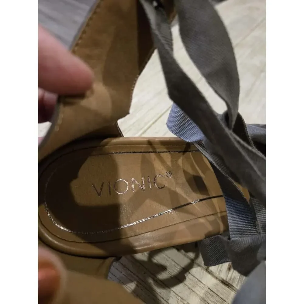 Vionic Kaitlyn Women's Espadrille Wedge‎ Sandals Silver Size 10
